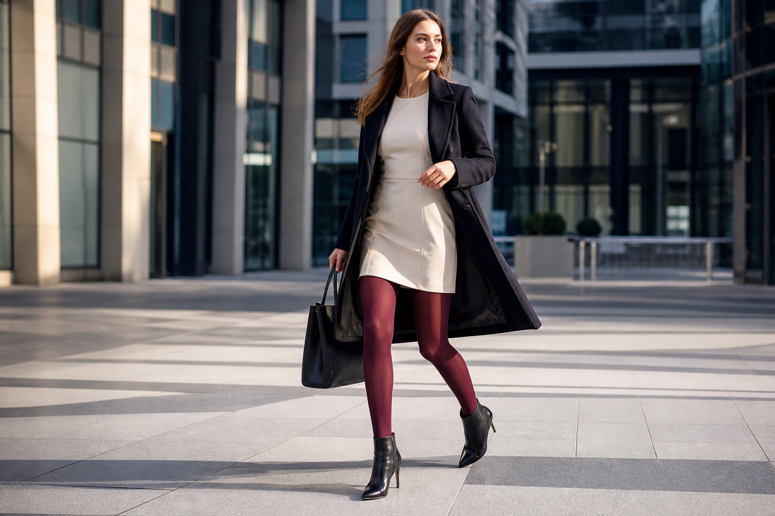 Bordeaux-Strumpfhosen: Der elegante Farbakzent für Herbst und Winter – KI-generiert